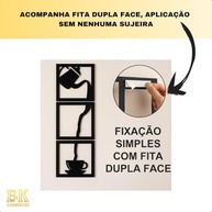 Kit 3 Quadros Decorativos Cantinho do Café - Design Moderno 16x50cm com Fita Dupla Face - imagem 2