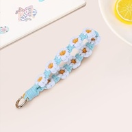 Chaveiro feminino boho macramê feito à mão com flores de crochê - imagem 4