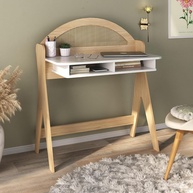 Escrivaninha com Nichos Impressão Palha 3D em MDF - Design Moderno e Funcional para Home Office - imagem 1