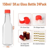 AuroTrends Garrafas de molho picante de 142 g, pacote com 24 garrafas de vinho vazias com tampas/cápsulas retráteis/adesivos - Garrafas de vidro transparentes de 142 g/garrafas de vidro com tampas - imagem 4