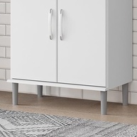 Gabinete Balcão para Cozinha com 2 Portas e Espaço para Microondas – Armário Multiuso em MDP Branco - imagem 3