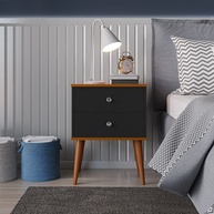 Mesa de Cabeceira com 2 Gavetas Berlim – Design Moderno em Preto e Freijó - imagem 1