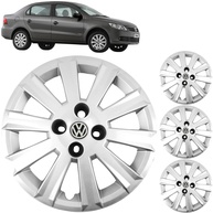 Jogo 4 Calotas Aro 15 VW Gol Voyage G5 2009-2012 Grid GR018CP com Adesivo Logo Resinado - imagem 1