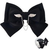Decoração de Capacete GORGECRAFT: Laço Preto Grande com Corrente Prata e Ventosa - Estilo Único para Moto, Bike e Esqui - imagem 2