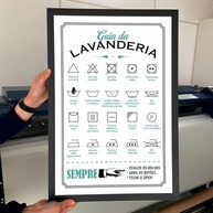 Quadro Guia de Lavagem 40x60cm com Moldura Preto Fosco - Símbolos e Regras de Cuidados com Roupas - imagem 3