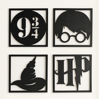 Kit 4 Quadros Decorativos Harry Potter MDF 20x20cm - Acabamento Premium com Tecnologia a Laser - imagem 1