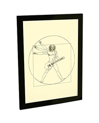 Quadro Decorativo Homem Vitruviano Guitarra Rock - Arte Moderna com Moldura Premium - imagem 2
