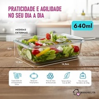 Conjunto com 10 Potes de Vidro 640ml com Tampa Hermética - Ideal para Marmitas e Organização - imagem 3