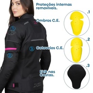 Jaqueta X11 Breeze 2 Feminina Imperme?vel Motociclista Com Prote??es Rosa 3G - imagem 5