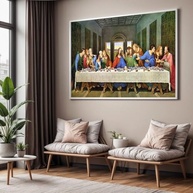 Quadro Santa Ceia Religioso com Moldura - Impressão 4K para Sala e Quarto - imagem 2