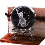 Bola de Cristal 3D com Gato da Lua - 60mm com Suporte, Presente Encantador em Cristal K9 - imagem 1