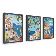Kit 3 Quadros Decorativos 18x24 cm - Tema Tropical com Gato, Limão e Mulher | Moldura em Madeira com Vidro - imagem 2