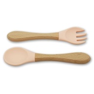 Kit Talheres Infantis Silicone com Cabo de Bambu - Garfo e Colher Seguros para Bebês - imagem 4