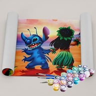 Kit Pintura Terapêutica Lilo e Stitch - 40x50 cm - Pintura por Números com Tinta Acrílica para Adultos - imagem 3