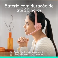 Headset Sem Fio Logitech Zone 300 Com Microfone Flip-to-Mute com Cancelamento de Ruído, Conexão Bluetooth, Bateria Recarregável via USB-C e Almofadas Confortáveis - Grafite - imagem 5