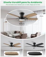 Ventilador de Teto com Luz LED e Controle Remoto | 6 Velocidades, Motor DC Silencioso e Design Moderno - imagem 5