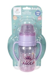 Mamadeira Stitch Angel com Alças Removíveis 300ml Wide Neck Rosa - Design Ergonômico e Seguro para Bebês - imagem 5