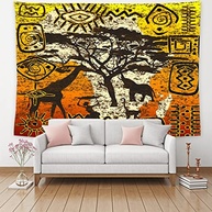 Tapeçaria Afro-étnica 150x100cm - Mapa da África com Símbolos Tribais - Decoração de Parede Moderna e Versátil - imagem 4