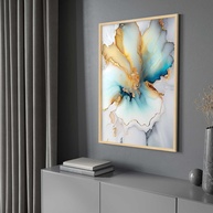 Quadro com Moldura Abstrato Mármore Moderno Azul Dourado - Decore sua Casa com Arte de Alta Definição - imagem 1
