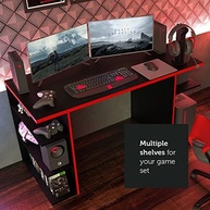 Mesa para Computador Gamer Madesa 9409 - Design Preto/Vermelho com 4 Prateleiras - imagem 4