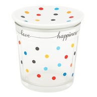 Copo 300ml em Vidro com Tampa Decorada - Estampa Exclusiva Mini Dots - imagem 1