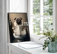 Quadro Decorativo Moderno Pug Lendo Jornal - 33x43cm com Moldura de Madeira - imagem 3