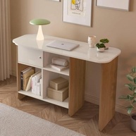 Escrivaninha em L com Rotação e 4 Nichos - Design Moderno Cinamomo/Off White - imagem 5