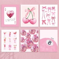 6 Pôsteres de Arte de Parede com Laço Rosa - Estilo Preppy Moderno para Decoração Feminina - imagem 2