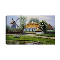 Quadro Decorativo Paisagem com Moinho de Vento 55x100cm - Transforme seu Ambiente com Estilo - imagem 2