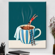 Coffee Wall Art Decor - Pôster Moderno em Tela para Cozinha com Moldura | 20x25cm - imagem 1