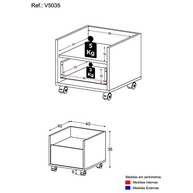 Gabinete Armário de Banheiro 40cm com Rodízios - Multimóveis V5035 Preto - imagem 5