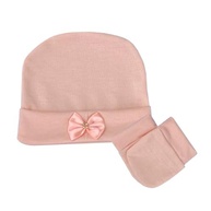 com-nascido-recem-par-de-menina-a-luvas-kit-touca-bebe-com-laco-para-a