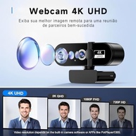 Webcam Full HD 4K para Notebook com Microfone — Plug & Play USB, Ângulo Ajustável 360°, Tripé Incluso + Proteção de Privacidade — Ideal para Home Office, Streaming e Videochamadas (4k) - imagem 3