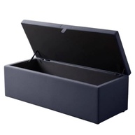 Baú Organizador Puff Estofado 90x40x42cm - Multiuso com Tampa Lisa Preto, Assento e Armazenamento para Sala e Quarto - imagem 2