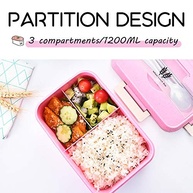 Conjunto de Marmitas Palha de Trigo com 3 Compartimentos – Impermeáveis, BPA Livre, com Talheres Inclusos - imagem 5