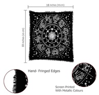 Pano de Altar Quadrado para Tarot e Wicca - 45,72cm - Tecido de Algodão com Franjas e Estampa Prateada - imagem 4