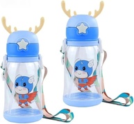 Garrafa Infantil Alce Azul 600ml com Canudo - Estimule a Hidratação Divertida para Crianças - imagem 2
