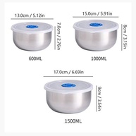 Tigelas de Aço Inoxidável com Tampa Hermética - 3 Peças Empilháveis para Armazenamento e Mistura - imagem 4