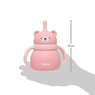 Copo em Silicone com Canudo Ursinho Rosa - Seguro, Atóxico e Ideal para Bebês - imagem 3