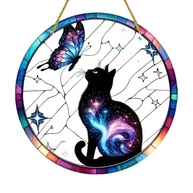 Decoração de Janela em Acrílico com Design de Gato e Borboleta - Arte Decorativa para Casa e Presente - imagem 2