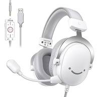 FIFINE Fone de ouvido USB para jogos de PC com conector de áudio de 3,5 mm,microfone removível,som surround 7.1,controle de volume,com fio para streaming para PS5,computador,controlador,Xbox-H9 branco - imagem 2