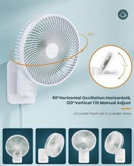 Ventilador de Parede 8" LEMOISTAR com Controle Remoto, Oscilação 90°, 4 Velocidades, Temporizador e Inclinação Ajustável - Ideal para Casa e Escritório - imagem 3