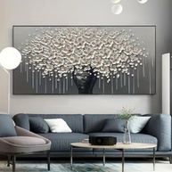 Arte de Parede Rústica Vintage - Tela Abstrata com Flores 30,5x61 cm | Decoração Moderna para Casa e Escritório - imagem 2