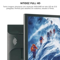 Monitor LED de 21.5 Polegadas Full HD para PC com 75Hz, Proteção para os Olhos, Autoajuste Automático e Design Compacto - Resolução 1920x1080 Ideal para Trabalho,Estudo e Entretenimento Doméstico - imagem 3