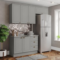 Cozinha Compacta 3 Peças 100% MDF Americana Cinza – Moderna, Resistente e com Amortecedores - imagem 1