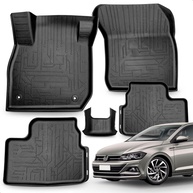 Jogo de Tapetes Tipo Bandeja Preto para VW Polo (2017-2026) - 5 Peças em Borracha com Borda Alta e Grid - imagem 1
