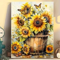 Kit de Arte de Diamantes 5D Girassol e Borboletas - Pintura Criativa para Adultos com Tela 30,5x40,6cm - imagem 4
