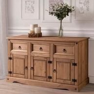 Balcão Buffet de Madeira Maciça com 3 Portas e 3 Gavetas Marrom Antique - 125cm Largura - Pense Dentro da Caixa - imagem 2