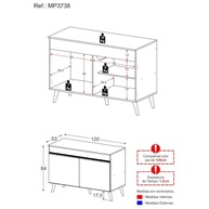 Balcão de Cozinha Veneza 120cm com 2 Portas - Design Moderno e Funcionalidade Premium - imagem 3