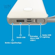 Carregador Portátil Power Bank 20000mAh Turbo Universal com Display Digital - Branco Original - imagem 4